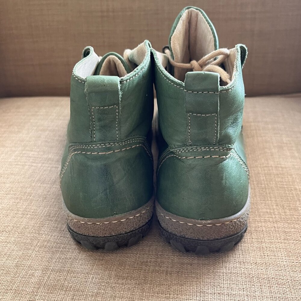 V Italia Green Kiki Leather Ankle Boots Eur Size 40 US Size 9 - 9.5 Cream Lining - Picture 4 of 16